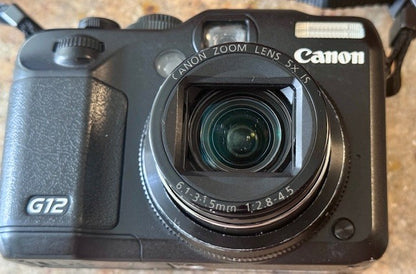Canon PowerShot G12 10.0MP Digital Camera 5X Zoom Lens 6.1-30.5mm w/2 batteries