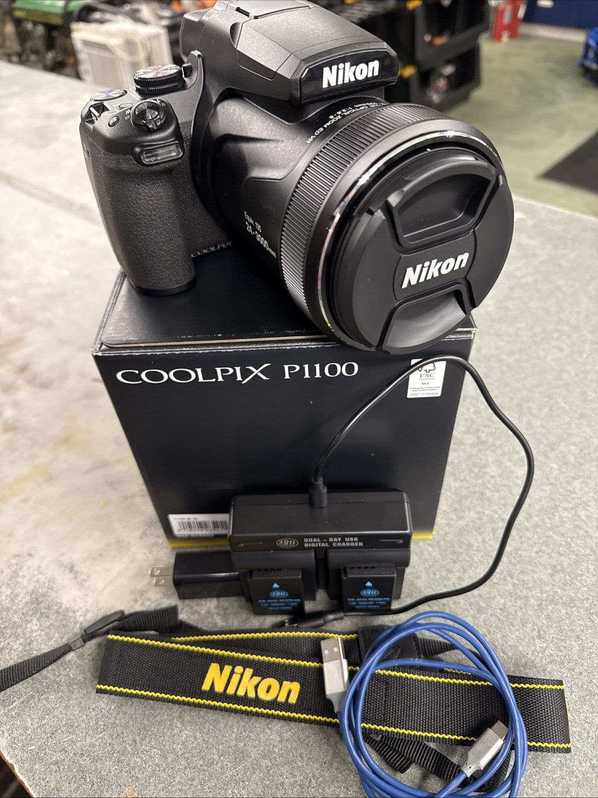 * OPEN BOX EXCELLENT * Nikon COOLPIX P1100 Digital Camera With Charger + Extras