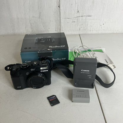 Canon PowerShot G12 10.0MP Digital Camera Black W/ Box & Accessories