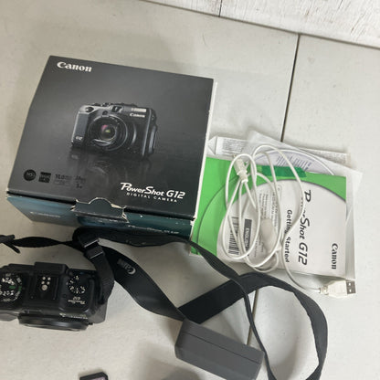 Canon PowerShot G12 10.0MP Digital Camera Black W/ Box & Accessories